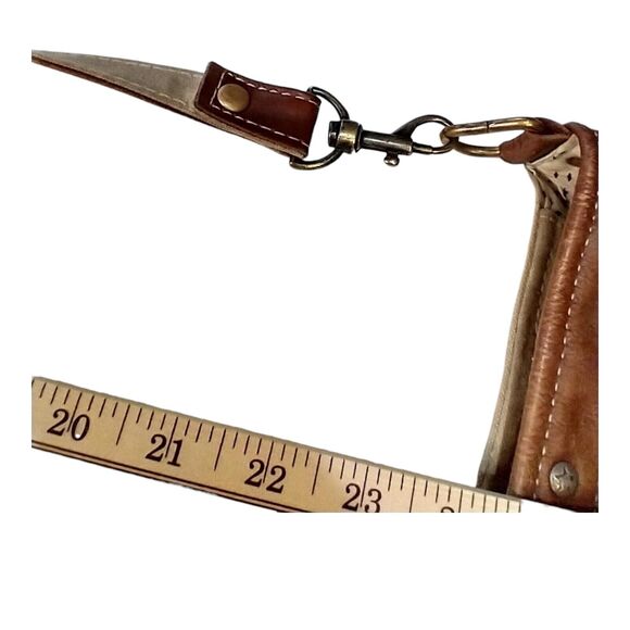 Myra Bag Composition Crossbody Purse Cowhide Leather & Canvas Western Boho - Picture 4 of 12